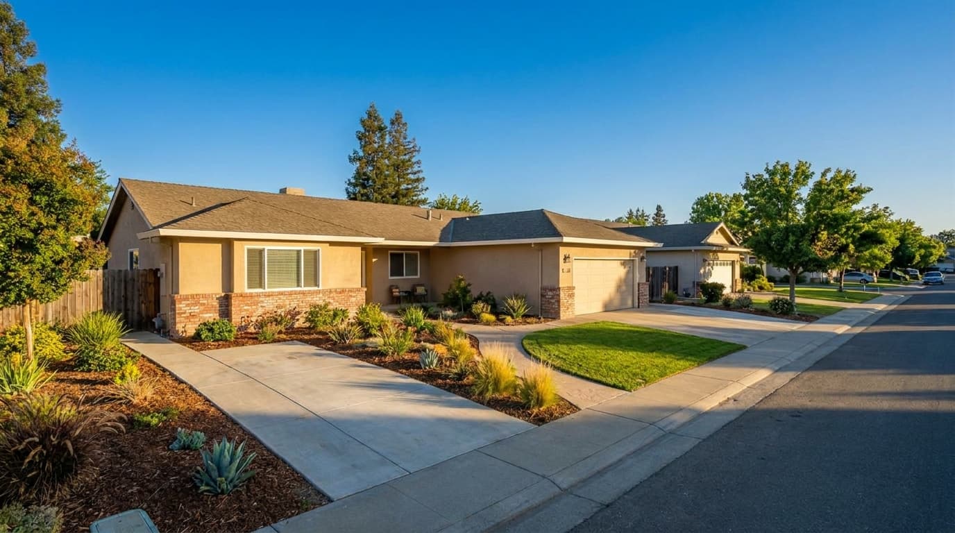 A single story Elk Grove California home at golden hour representing a seller weighing a cash offer versus listing with an agent