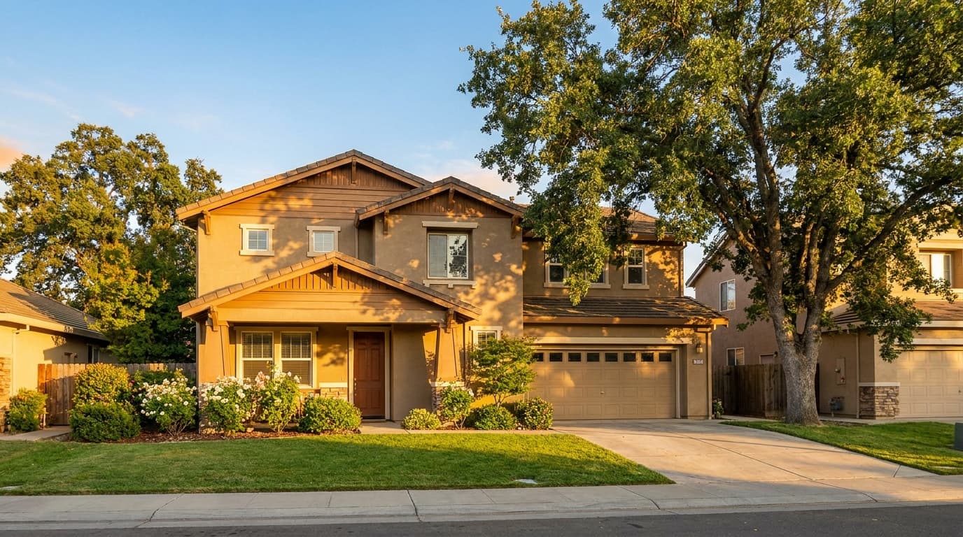 A two story Elk Grove home at golden hour representing financing a home purchase in 2026